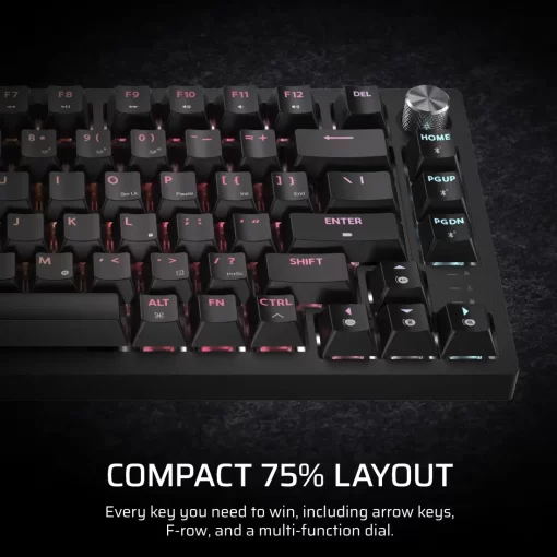 CORSAIR K65 PLUS WIRELESS TACTILE Gaming Keyboard - 75% RGB, CORSAIR MLX Tactile Switches, Top Mounted, Dual-Layer Sound Dampening, PBT Keycaps, QWERTY NA