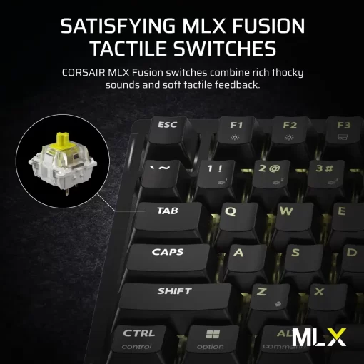 CORSAIR K65 PLUS WIRELESS TACTILE Gaming Keyboard - 75% RGB, CORSAIR MLX Tactile Switches, Top Mounted, Dual-Layer Sound Dampening, PBT Keycaps, QWERTY NA