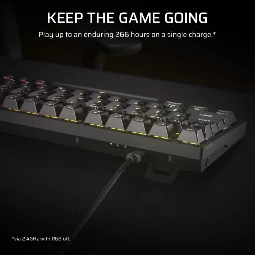 CORSAIR K65 PLUS WIRELESS TACTILE Gaming Keyboard - 75% RGB, CORSAIR MLX Tactile Switches, Top Mounted, Dual-Layer Sound Dampening, PBT Keycaps, QWERTY NA