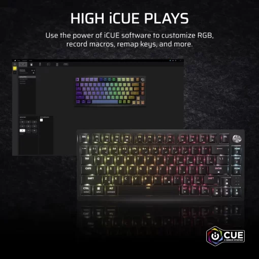 CORSAIR K65 PLUS WIRELESS TACTILE Gaming Keyboard - 75% RGB, CORSAIR MLX Tactile Switches, Top Mounted, Dual-Layer Sound Dampening, PBT Keycaps, QWERTY NA