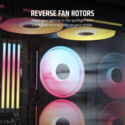 CORSAIR iCUE LINK LX120-R RGB Black 120mm PWM Reverse Fans Starter Kit Fans - 120mm 2400RPM Static Pressure RGB Fan