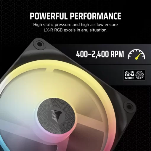 CORSAIR iCUE LINK LX120-R RGB Black 120mm PWM Reverse Fans Starter Kit Fans - 120mm 2400RPM Static Pressure RGB Fan