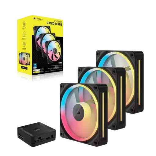 CORSAIR iCUE LINK LX120-R RGB Black 120mm PWM Reverse Fans Starter Kit Fans - 120mm 2400RPM Static Pressure RGB Fan