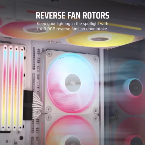 CORSAIR iCUE LINK LX120-R RGB White 120mm PWM Reverse Fans Starter Kit Fans - 120mm 2400RPM Static Pressure RGB Fan