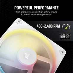 CORSAIR iCUE LINK LX120-R RGB White 120mm PWM Reverse Fans Starter Kit Fans - 120mm 2400RPM Static Pressure RGB Fan 18 CO 9051054 WW 06