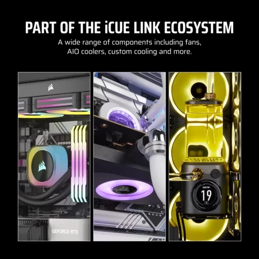CORSAIR iCUE LINK LX120-R RGB White 120mm PWM Reverse Fans Starter Kit Fans - 120mm 2400RPM Static Pressure RGB Fan