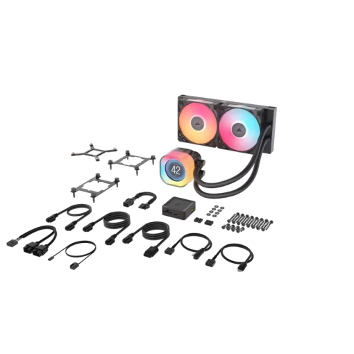 CORSAIR iCUE LINK TITAN 240 RX LCD AIO Liquid CPU Cooler (CW-9061022-WW) - Black, 240mm radiator, 2.1" (480x480) IPS Dispaly, iCUE LINK System Hub included