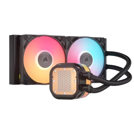 CORSAIR iCUE LINK TITAN 240 RX LCD AIO Liquid CPU Cooler (CW-9061022-WW) - Black, 240mm radiator, 2.1" (480x480) IPS Dispaly, iCUE LINK System Hub included