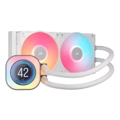 CORSAIR iCUE LINK TITAN 240 RX LCD AIO Liquid CPU Cooler (CW-9061025-WW) - White, 240mm radiator, 2.1" (480x480) IPS Dispaly, iCUE LINK System Hub included