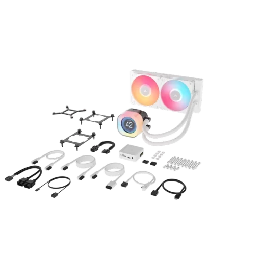 CORSAIR iCUE LINK TITAN 240 RX LCD AIO Liquid CPU Cooler (CW-9061025-WW) - White, 240mm radiator, 2.1" (480x480) IPS Dispaly, iCUE LINK System Hub included