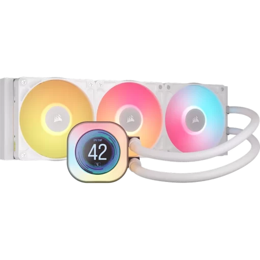 CORSAIR iCUE LINK TITAN 360 RX LCD AIO Liquid CPU Cooler (CW-9061026-WW) - White, 360mm radiator, 2.1" (480x480) IPS Dispaly, iCUE LINK System Hub included (Sao chép)