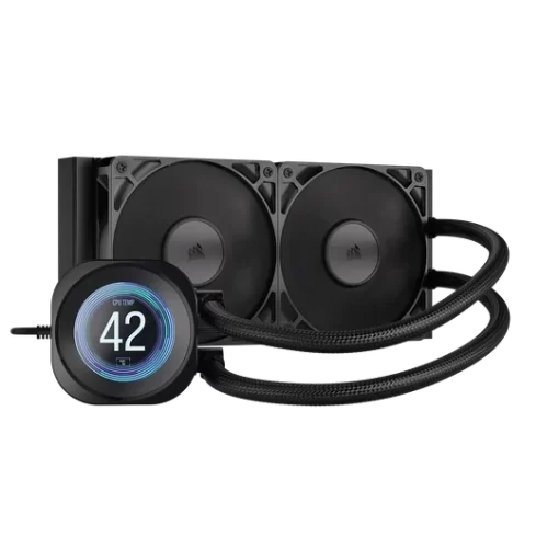 CORSAIR NAUTILUS 240 RS LCD Black AIO Liquid CPU Cooler (CW-9061031-WW) - 2.1" IPS LCD screen, 240mm radiator, 2x RS120 fans
