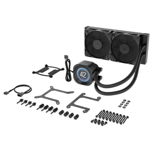 CORSAIR NAUTILUS 240 RS LCD Black AIO Liquid CPU Cooler (CW-9061031-WW) - 2.1" IPS LCD screen, 240mm radiator, 2x RS120 fans
