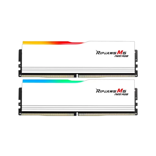 G.Skill Ripjaws M5 Neo RGB White 64GB (2x32GB) DDR5 Memory Kit - Intel XMP & AMD Expo, 6000MHz CL36 (F5-6000J3636F32GX2-RM5NRW)