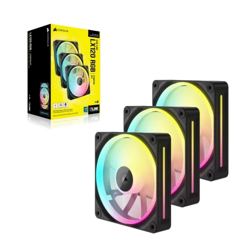 CORSAIR iCUE LINK LX120 RGB Black 120mm PWM Fans Starter Kit Fans - 120mm 2400RPM Static Pressure RGB Fan