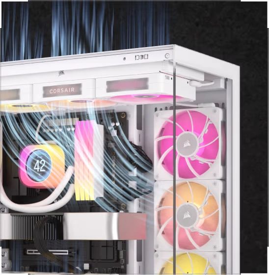 CORSAIR iCUE LINK RX120 MAX RGB White 120mm PWM Thick Fans Starter Kit Fans - 3x 120mm PWM Fan, iCUE LINK System Hub included 30 Panel5 Thumb2 548x560 1