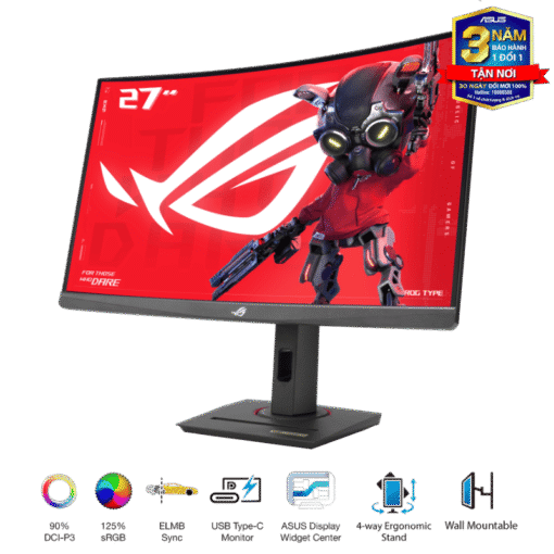 ASUS ROG Strix XG27WCS Gaming Monitor - 27 inch, 2K QHD(2560x1440) Curved, Fast VA 180Hz, 1ms (GTG), USB Type-C