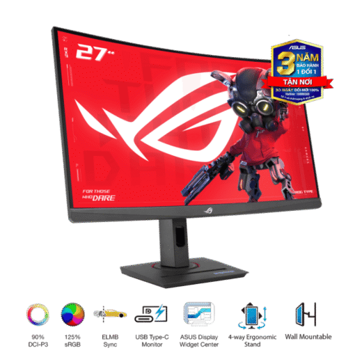ASUS ROG Strix XG27WCS Gaming Monitor - 27 inch, 2K QHD(2560x1440) Curved, Fast VA 180Hz, 1ms (GTG), USB Type-C