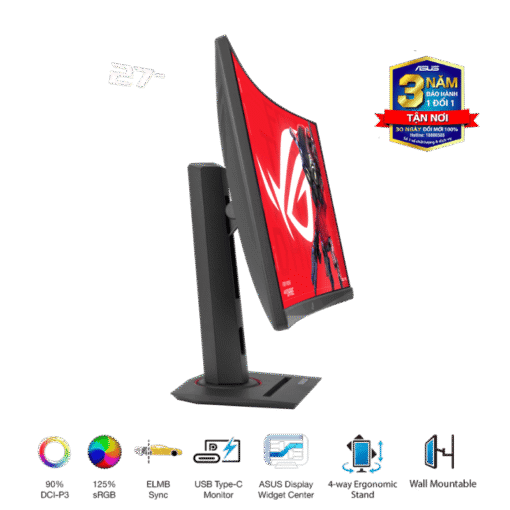 ASUS ROG Strix XG27WCS Gaming Monitor - 27 inch, 2K QHD(2560x1440) Curved, Fast VA 180Hz, 1ms (GTG), USB Type-C