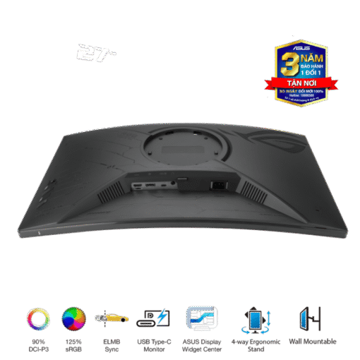ASUS ROG Strix XG27WCS Gaming Monitor - 27 inch, 2K QHD(2560x1440) Curved, Fast VA 180Hz, 1ms (GTG), USB Type-C
