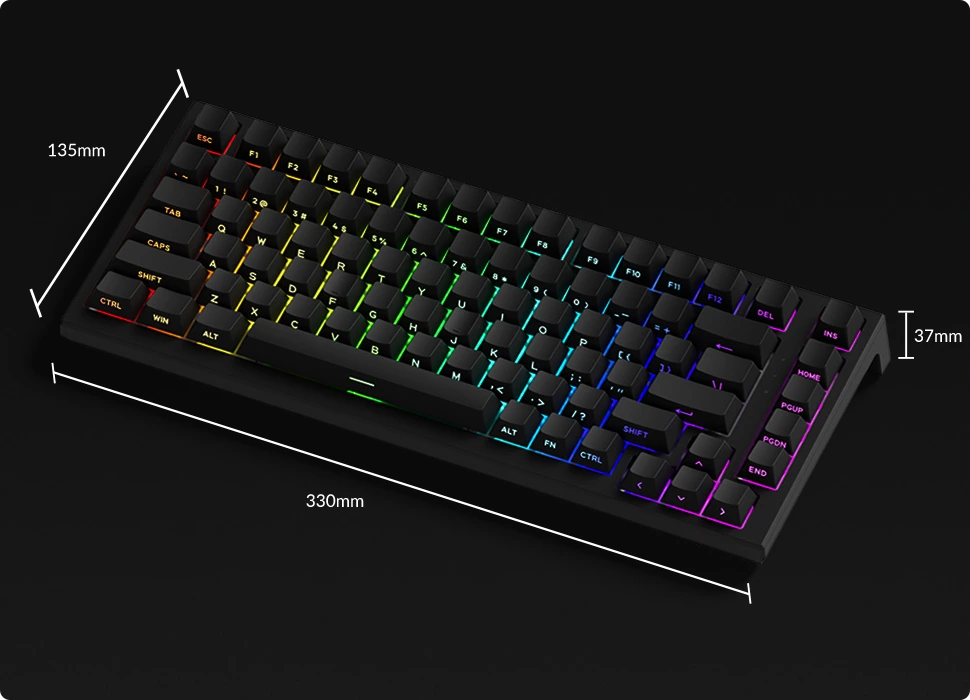 AKKO TAC75 Black HE Astrolink Magnetic Switch Gaming Keyboard - 75%, 8K Hz Polling Rate, ARGB, Cherry profile PBT Side-Printed Keycaps 35 TAC75 HE Black XQ CC