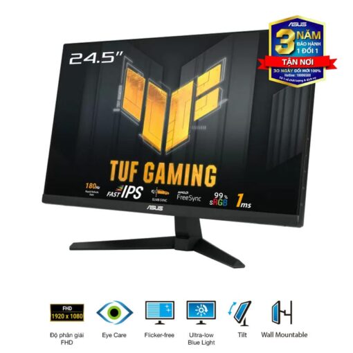 ASUS TUF VG259Q3A Gaming Monitor - 24.5" FHD 180Hz, Fast IPS, FreeSync™, 1ms (GTG), Stereo speaker, 99% sRGB