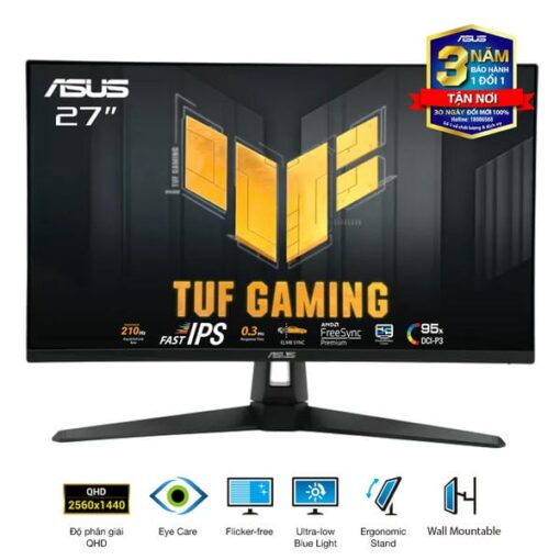 ASUS TUF VG27AQ5A Gaming Monitor - 27 inch, QHD (2560x1440) 210Hz (OC), Fast IPS, ELMB SYNC, 0,3ms GTG,Stereo speaker