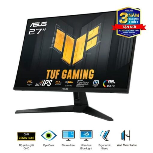 ASUS TUF VG27AQ5A Gaming Monitor - 27 inch, QHD (2560x1440) 210Hz (OC), Fast IPS, ELMB SYNC, 0,3ms GTG,Stereo speaker