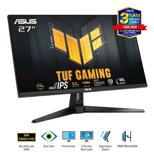 ASUS TUF VG27AQ5A Gaming Monitor - 27 inch, QHD (2560x1440) 210Hz (OC), Fast IPS, ELMB SYNC, 0,3ms GTG,Stereo speaker