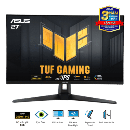 ASUS TUF VG27AQM5A Gaming Monitor - 27 inch, QHD (2560x1440) 300Hz, Fast IPS, ELMB SYNC, 0.3ms GTG, Stereo speaker, 95% DCI-P3, DisplayWidget Center