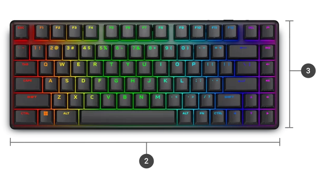 Alienware Pro Wireless Gaming Keyboard - Dark Side of the Moon 32 alienware pro keyboard pdp dimensions width depth