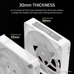 CORSAIR iCUE LINK RX120 MAX RGB White 120mm PWM Thick Fans Starter Kit Fans - 3x 120mm PWM Fan, iCUE LINK System Hub included 17 icue link rx120 max rgb wht start 03