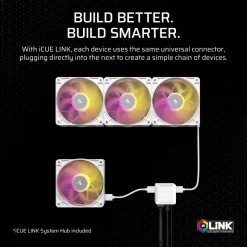 CORSAIR iCUE LINK RX120 MAX RGB White 120mm PWM Thick Fans Starter Kit Fans - 3x 120mm PWM Fan, iCUE LINK System Hub included 19 icue link rx120 max rgb wht start 05