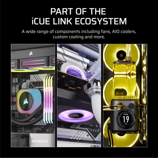 CORSAIR iCUE LINK RX120 MAX RGB White 120mm PWM Thick Fans Starter Kit Fans - 3x 120mm PWM Fan, iCUE LINK System Hub included