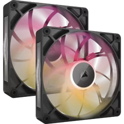 CORSAIR iCUE LINK RX140 MAX RGB Black 140mm PWM Thick Fans Starter Kit Fans - 2x 140mm PWM Fan, iCUE LINK System Hub included