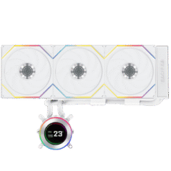 Lian Li Hydroshift II LCD-C 360TL White AIO Liquid CPU Cooler - 3 x UNI FAN TL Wireless, 2.1 inch IPS 480×480 res LCD Screen