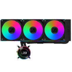 Lian Li Hydroshift II LCD-C 360CL Black AIO Liquid CPU Cooler - 3 x UNI FAN CL Wireless, 2.1 inch IPS 480×480 res LCD Screen