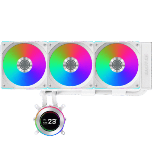 Lian Li Hydroshift II LCD-C 360CL White AIO Liquid CPU Cooler - 3 x UNI FAN CL Wireless, 2.1 inch IPS 480×480 res LCD Screen
