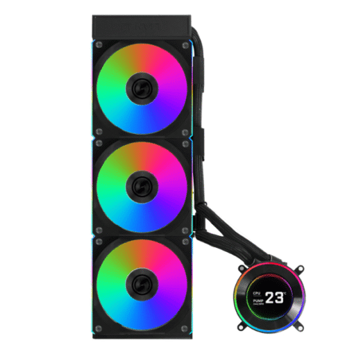 Lian Li Hydroshift II LCD-C 360CL Black AIO Liquid CPU Cooler - 3 x UNI FAN CL Wireless, 2.1 inch IPS 480×480 res LCD Screen