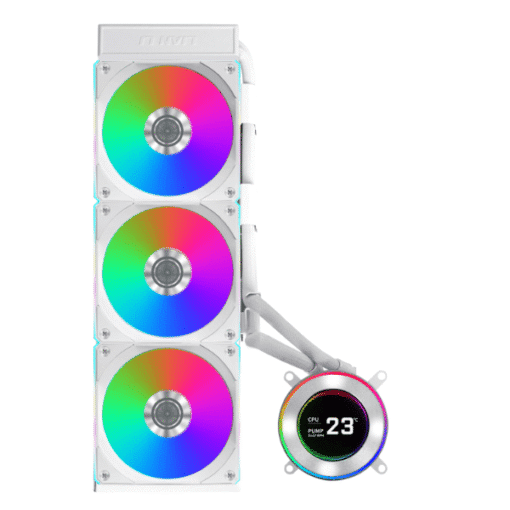 Lian Li Hydroshift II LCD-C 360CL White AIO Liquid CPU Cooler - 3 x UNI FAN CL Wireless, 2.1 inch IPS 480×480 res LCD Screen