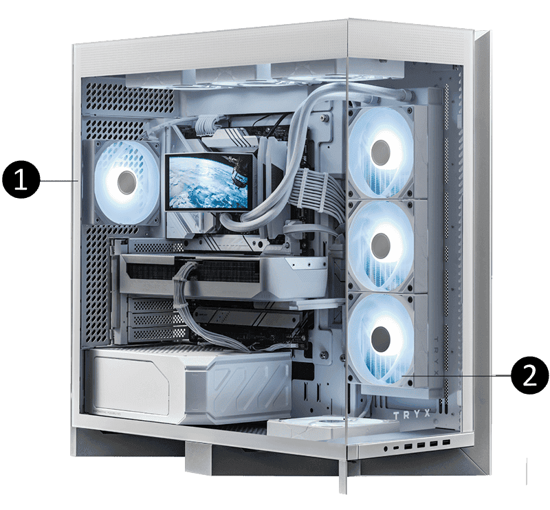 TRYX LUCA L70 White Gaming Case - E-ATX, Mid Tower, Tempered Glass 22 1 2 11mb