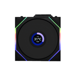 Lian Li UNI FAN TL120 LCD Wireless Single Black Fan (12TLLCD1W1B) - 1x 120mm fans, 2.4 GHz Wireless Signal for RGB & Fan Control