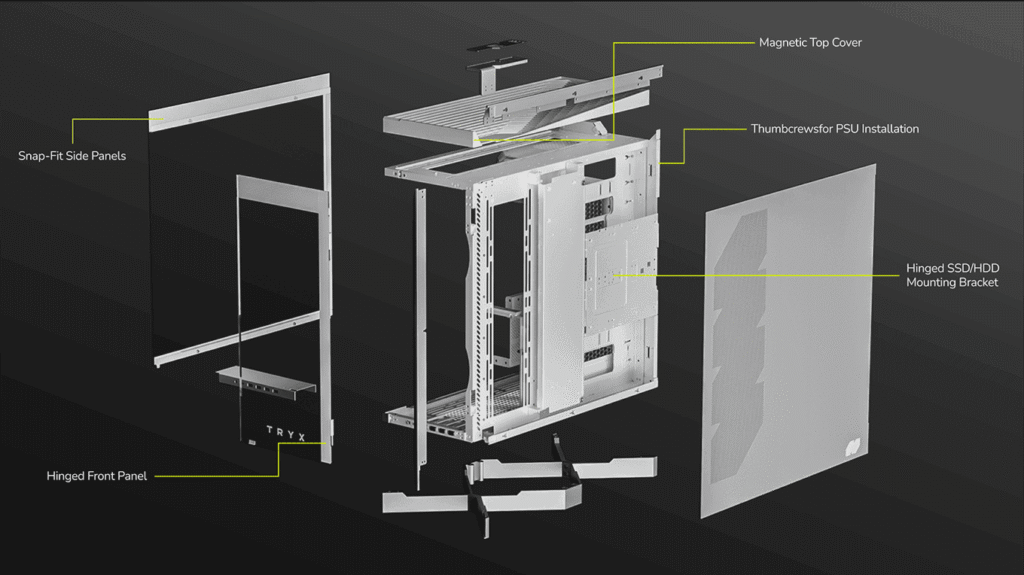 TRYX LUCA L70 White Gaming Case - E-ATX, Mid Tower, Tempered Glass 36 3 2 1