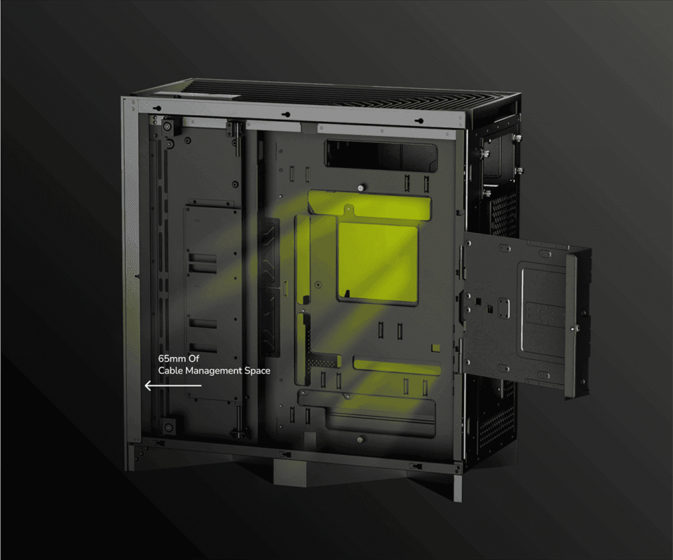 TRYX LUCA L70 Black Gaming Case - E-ATX, Mid Tower, Tempered Glass 40 4 1