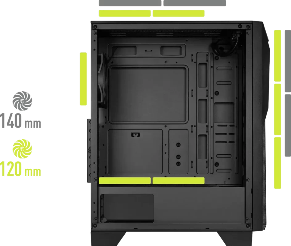 MSI MAG FORGE 130A AIRFLOW Gaming Case - Black, ATX, Tempered Glass, 4x 120mm ARGB included 27 CoolingLayout fans