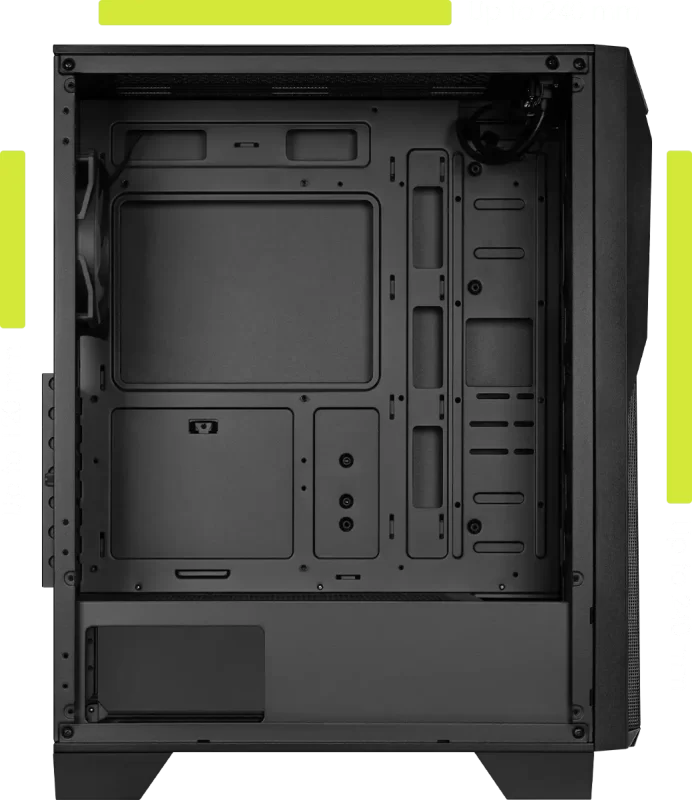 MSI MAG FORGE 130A AIRFLOW Gaming Case - Black, ATX, Tempered Glass, 4x 120mm ARGB included 28 CoolingLayout radiator