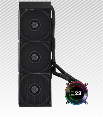 Lian Li Hydroshift II LCD-C 360N Black AIO Liquid CPU Cooler - 2.1 inch IPS 480×480 res LCD Screen 28 HS2 m 008