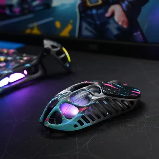 GravaStar Mercury X Pro Special Edition Neon Graffiti Gaming Mouse - 49g, 8000Hz polling rate, Tri-Mode, RGB Lighting