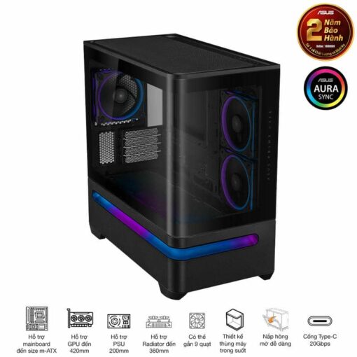 ASUS Prime AP202TG Black M-ATX Tempered Glass Case