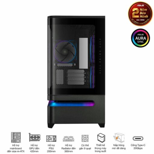 ASUS Prime AP202TG Black M-ATX Tempered Glass Case